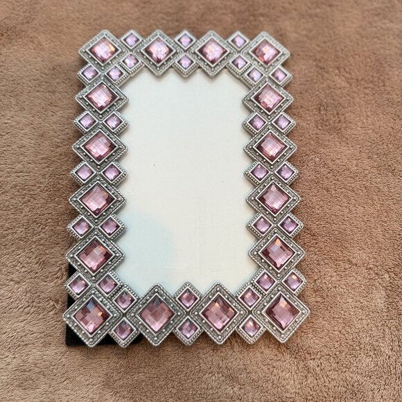 Silver Photo Frame with Pink Gem Detailing - 6x4 - Picture 1 of 7